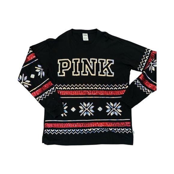 Victoria's Secret Tops - Victoria's Secret PINK Black and Red Long Sleeve Tee